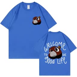 Kanye West Graduation Bea The Good Life Print T Shirt Men Women's Vintage High Quality T-shirt Hip Hop Punk T Shirts Streetwear