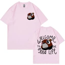 Kanye West Graduation Bea The Good Life Print T Shirt Men Women's Vintage High Quality T-shirt Hip Hop Punk T Shirts Streetwear