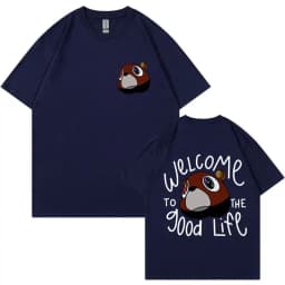 Kanye West Graduation Bea The Good Life Print T Shirt Men Women's Vintage High Quality T-shirt Hip Hop Punk T Shirts Streetwear