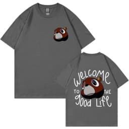 Kanye West Graduation Bea The Good Life Print T Shirt Men Women's Vintage High Quality T-shirt Hip Hop Punk T Shirts Streetwear
