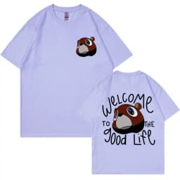 Kanye West Graduation Bea The Good Life Print T Shirt Men Women's Vintage High Quality T-shirt Hip Hop Punk T Shirts Streetwear
