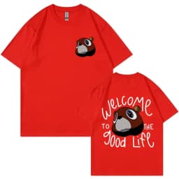 Kanye West Graduation Bea The Good Life Print T Shirt Men Women's Vintage High Quality T-shirt Hip Hop Punk T Shirts Streetwear