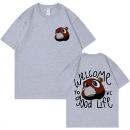 Kanye West Graduation Bea The Good Life Print T Shirt Men Women's Vintage High Quality T-shirt Hip Hop Punk T Shirts Streetwear