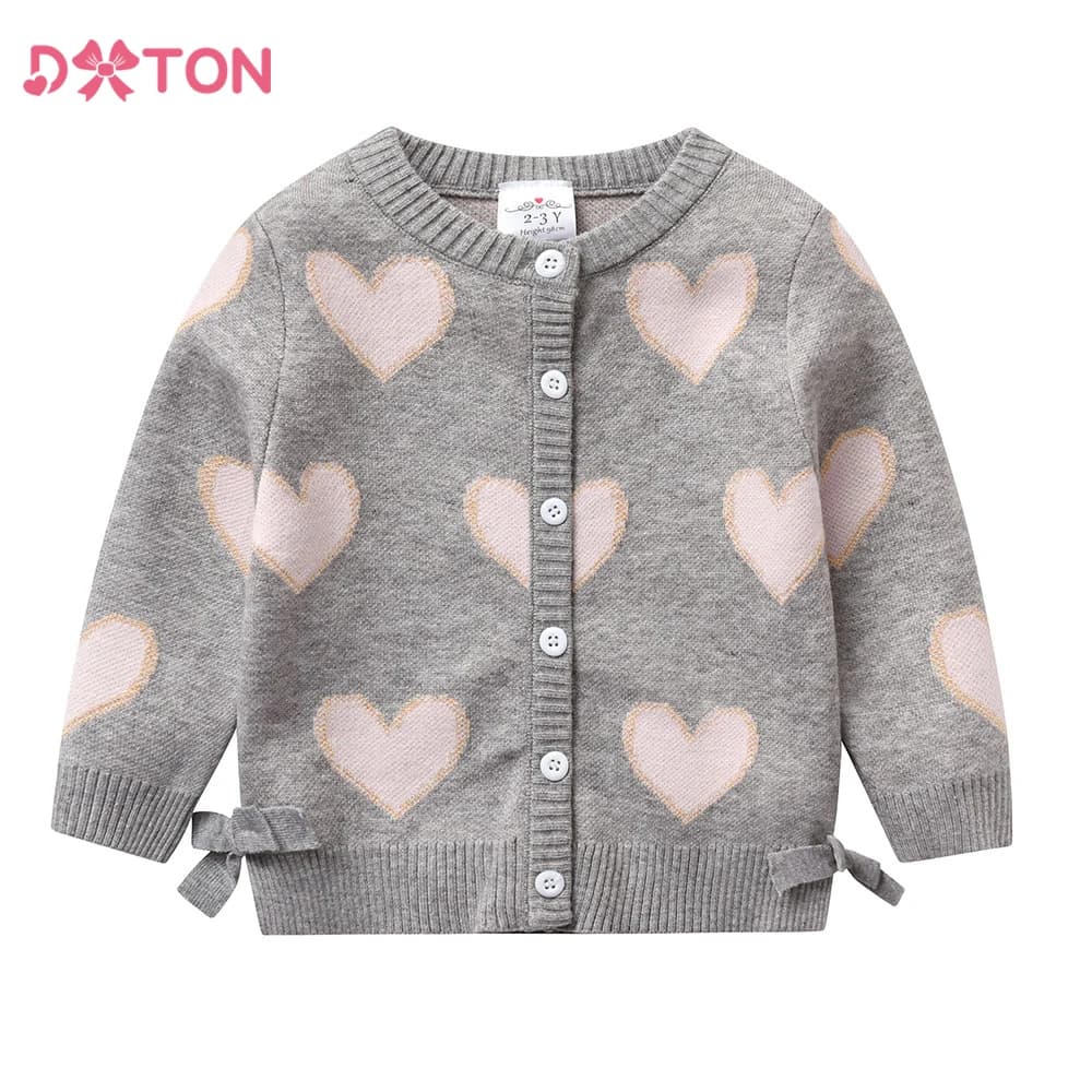 DXTON Autumn Winter Girls Sweaters Kids Long Sleeve Heart Shape Knitted Cardigans Sweaters Girls Coat Jacket Children Outerwear