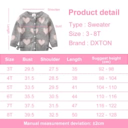 DXTON Autumn Winter Girls Sweaters Kids Long Sleeve Heart Shape Knitted Cardigans Sweaters Girls Coat Jacket Children Outerwear