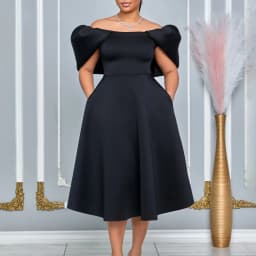 Elegant Dresses Woman 2024 Wedding Party Off the Shoulder Puff Sleeve A Line Pleated Mid Calf Luxury Birthday Night Vestidos Hot