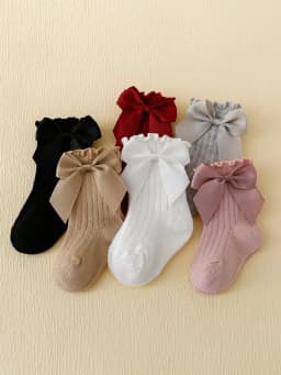 6 Pairs of Rowan Bow Lace Baby Bubble Mouth Socks