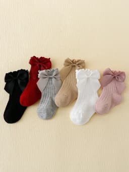 6 Pairs of Rowan Bow Lace Baby Bubble Mouth Socks