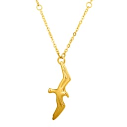 Trendy Stainless Steel T S Seagull Pendant Necklace Bird Charm Chain Necklace for Women Men Couple Jewelry