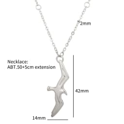 Trendy Stainless Steel T S Seagull Pendant Necklace Bird Charm Chain Necklace for Women Men Couple Jewelry