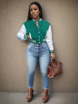 Spring and Autumn European and N Women's Color Matching Jacket Single-breasted Lettered Baseball Jacket Jacket