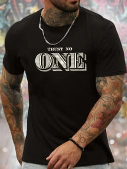 Men's Summer Casual Loose Size 100% Cotton Letter Print Round Neck Short Sleeve T-shirt Top