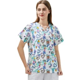 High Quality Women's Clinical Uniforms, Printed Tops, Beauty Salon Workwear, Women's Surgical Clothing