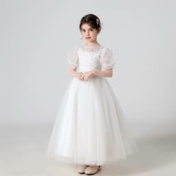 Girl Flower Dress Lace Embroidered Wedding Princess Dress Host Performance Costume Gown Christmas Party Evening Dresses