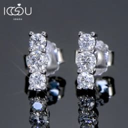 Real D Color Moissanite Stud Earrings for Women 925 Silver Smile Curved Earrings Mini Climber Studs Jewelry With Certificate