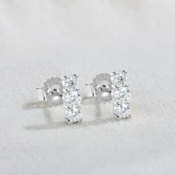 Real D Color Moissanite Stud Earrings for Women 925 Silver Smile Curved Earrings Mini Climber Studs Jewelry With Certificate