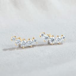 Real D Color Moissanite Stud Earrings for Women 925 Silver Smile Curved Earrings Mini Climber Studs Jewelry With Certificate