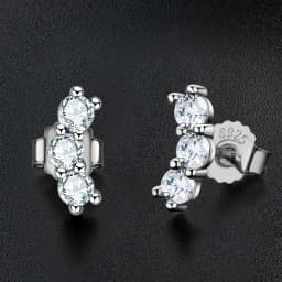 Real D Color Moissanite Stud Earrings for Women 925 Silver Smile Curved Earrings Mini Climber Studs Jewelry With Certificate