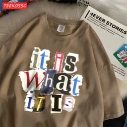 Fashion Cotton Women'S T-Shirts It Is What Funny Letter Printing Tops Oversize O-Neck Soft Short Sleeve Summer Female Clothes