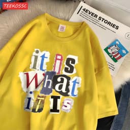 Fashion Cotton Women'S T-Shirts It Is What Funny Letter Printing Tops Oversize O-Neck Soft Short Sleeve Summer Female Clothes