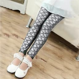 Summer Autumn Girls Leggings Mermaid Scale Printing Fall Girl Colorful Shiny Hot Pants Slim Trousers Kids Clothes 3-10Y