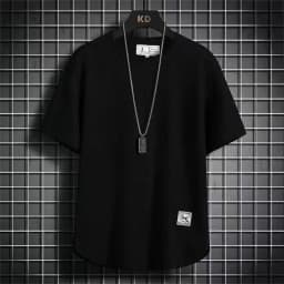 Black Waffle T-shirts For Men White Blue Tee Casual T shirt Oversized Tops 2024 Quality Unisex Short Tshirts Tees Men Clothing