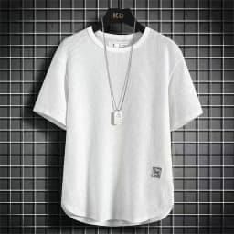Black Waffle T-shirts For Men White Blue Tee Casual T shirt Oversized Tops 2024 Quality Unisex Short Tshirts Tees Men Clothing