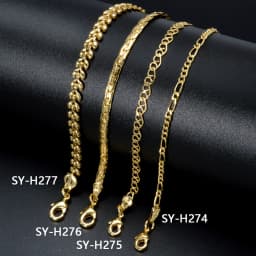 Fashion Jewelry Wholesale Custom DIY 4 Pieces/Set 14K Gold Plated Copper Wheat Chain Charm Bracelet for Women