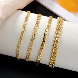 Fashion Jewelry Wholesale Custom DIY 4 Pieces/Set 14K Gold Plated Copper Wheat Chain Charm Bracelet for Women