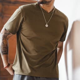 Maden Sorona Quick-drying Sweat-absorbent and Cool Short-sleeved T-shirt V-neck Solid Color Daily Versatile Top for Men's Summer