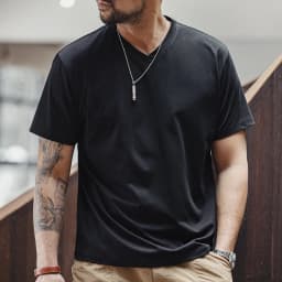 Maden Sorona Quick-drying Sweat-absorbent and Cool Short-sleeved T-shirt V-neck Solid Color Daily Versatile Top for Men's Summer