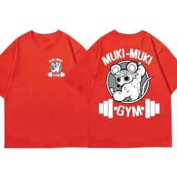 Anime Demon Slayer Uzui Tengen Print T-shirts Unisex Funny Ninja Mice Muki Muki Gym T Shirt Muscular Mouse Oversized T-shirt