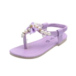Girls Pearls Sandals Rhinestone Kids Gladiator Sandals Butterfly-knot Princess Children's Sandals Flip Flops Beach Shoes Soft