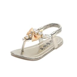 Girls Pearls Sandals Rhinestone Kids Gladiator Sandals Butterfly-knot Princess Children's Sandals Flip Flops Beach Shoes Soft