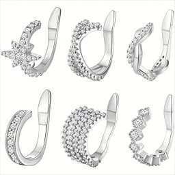 1Pc Hypoallergenic Huggie Earring Cuff for Women Men Sparkling Cubic Zerconia Fake Cartilage Clip On Earing No Piercing Jewelry