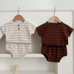 2024 Summer Lining Baby Clothing Set Striped Tee and Bloomer 2 Pcs Boy Clothes Suit Outfits Infant Cute Pure Clothing Set