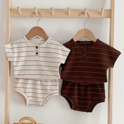 2024 Summer Lining Baby Clothing Set Striped Tee and Bloomer 2 Pcs Boy Clothes Suit Outfits Infant Cute Pure Clothing Set