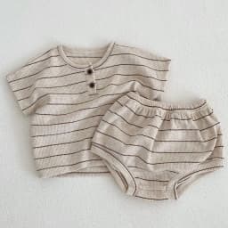 2024 Summer Lining Baby Clothing Set Striped Tee and Bloomer 2 Pcs Boy Clothes Suit Outfits Infant Cute Pure Clothing Set