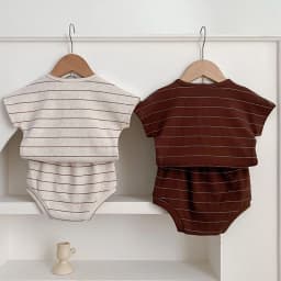 2024 Summer Lining Baby Clothing Set Striped Tee and Bloomer 2 Pcs Boy Clothes Suit Outfits Infant Cute Pure Clothing Set