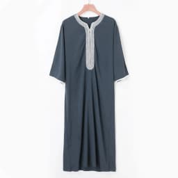 2024 Embroidered Traditional Men Boubou Jalabiyas Jubbah Muslim MEN'S Thobe Morocco Thobes Islamic Clothing Ramadan Robe Abaya