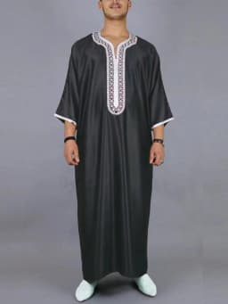 2024 Embroidered Traditional Men Boubou Jalabiyas Jubbah Muslim MEN'S Thobe Morocco Thobes Islamic Clothing Ramadan Robe Abaya