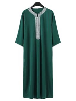 2024 Embroidered Traditional Men Boubou Jalabiyas Jubbah Muslim MEN'S Thobe Morocco Thobes Islamic Clothing Ramadan Robe Abaya