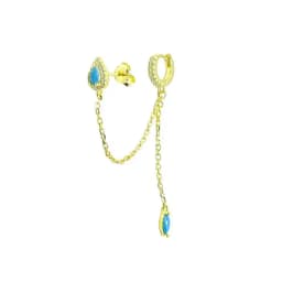 New Arrived Fashion Women Girl Jewelry Gold Color Blue Turquoises CZ Stone Tassel Chain Dangling Earring