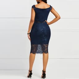 Summer Women Sexy Short-Sleeved V-Neck Lace Dress Casual Women Fashion Slim-Fit Dress