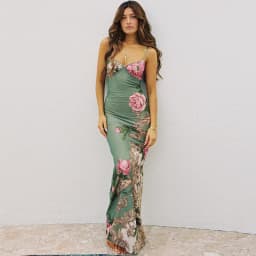 Sleeveless Floral Print Suspender Dress Summer Chic Female Beach Party Halter Dress Women's Fashion V-neck Slim Maxi Dresses