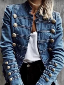 Vintage Button Denim Jacket for Women Stand Collar Spring Winter Slim Casual Retro Jeans Outerwear Harajuku Denim Coat 2024