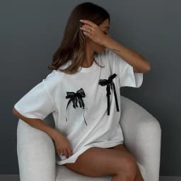 CGC Simple Style Casual Versatile Bow Short-Sleeved T-shirt For Women O-Neck Korean Fashion Female Clothing Y2K Tees Loose Tops