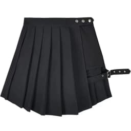 2024 Pleated Girls Gothic Half Skirts Summer Harajuku Punk Style Plaid Irregular Skirts Women Asymmetrical High Waist Black Skir