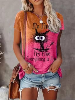 3D Print T-shirts Women Streetwear Summer Cartoon Cats Fine Casual Fashion Short Sleeve T Shirt O-neck Tees Tops Clothing