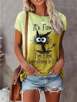 3D Print T-shirts Women Streetwear Summer Cartoon Cats Fine Casual Fashion Short Sleeve T Shirt O-neck Tees Tops Clothing